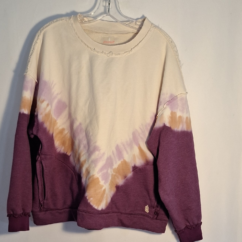 FP Movement by Free People Purple and Cream Tie-Dye Sweatshirt